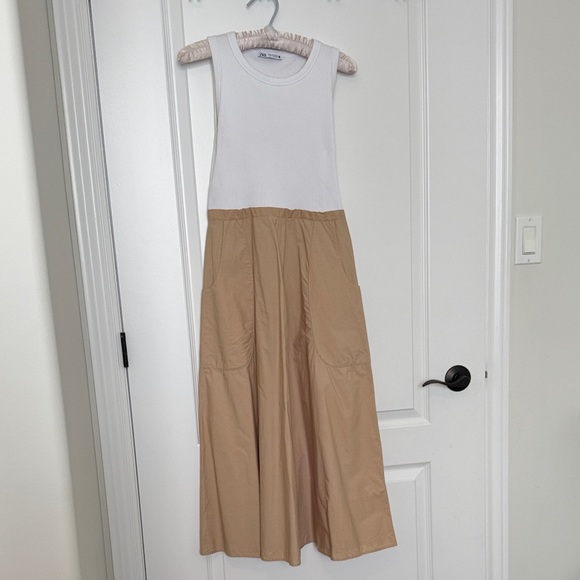 Zara Dresses & Skirts - Zara White and Tan Midi Dress